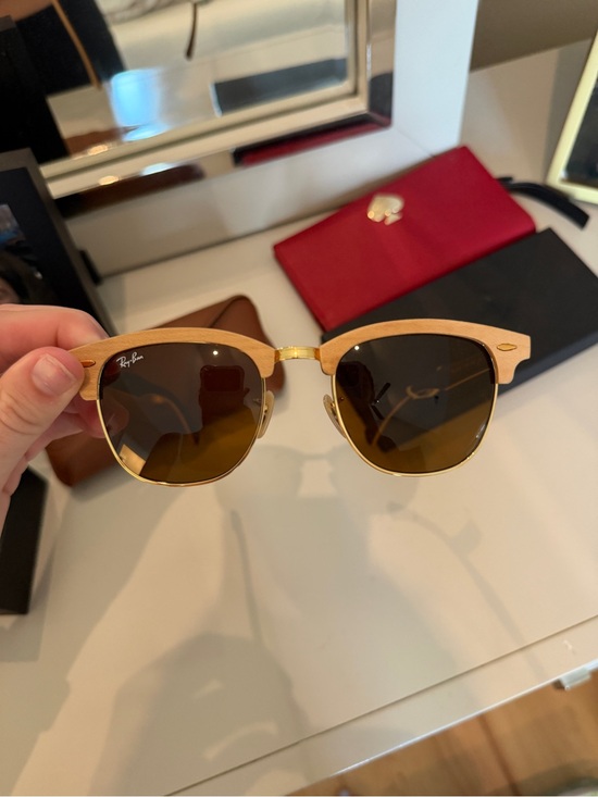 Ray-Ban Accessories - Ray-Ban Clubmaster Sunglasses in Wood-Tone and Brown